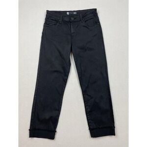 Kut From Kloth Amy Crop Straight Leg Black Jeans Size 6 Preppy Stretch Raw Hem